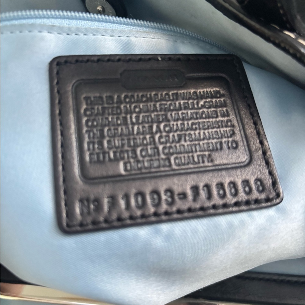 Coach Black Leather Tote with Silver Accents - Picture 2 of 3